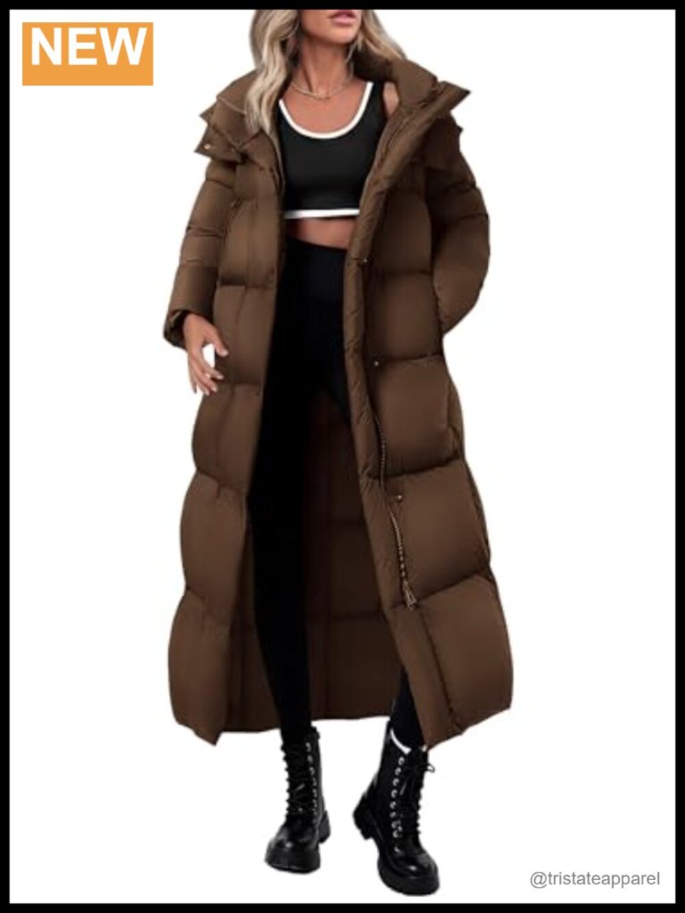 Women's Hooded Long Puffer Coat Quilted Winter Outerwear